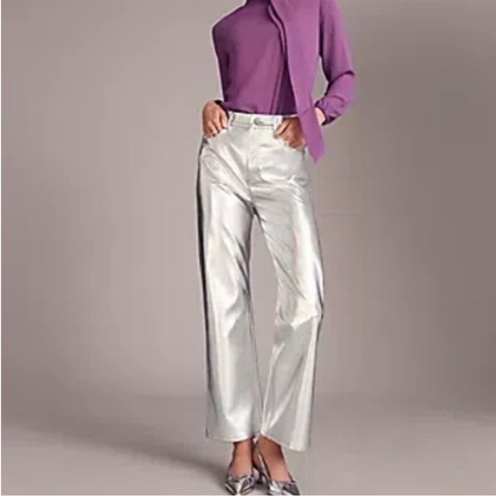 Ann Taylor Silver Straight Leg Pants